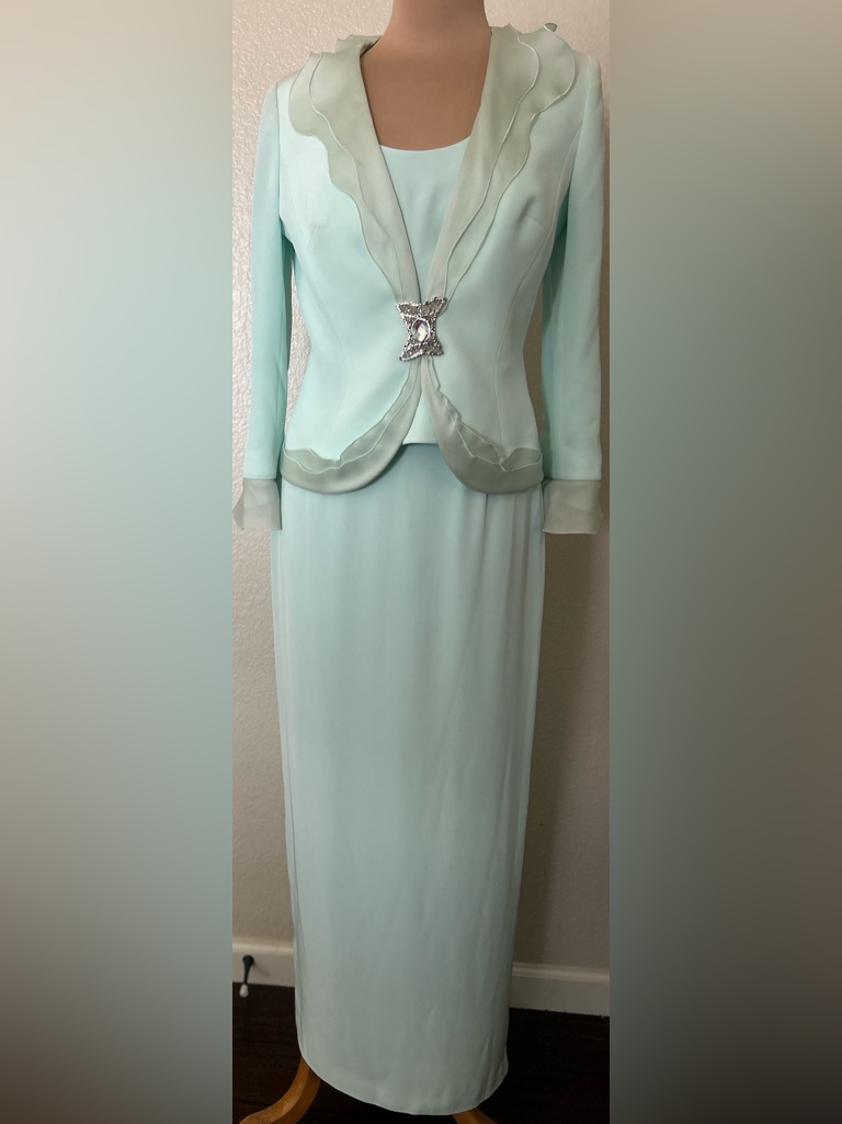 Mint Pastel Three-Piece Evening Skirt Set